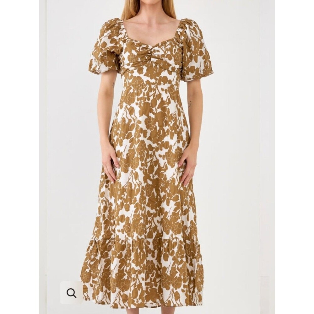 Free the Roses Maxi Dress Floral printed Open Back Small